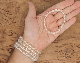 Clear Quartz Bracelet Gemstone Beads - Natural Crystals Stretchy Bracelets - Beads Bracelets - Chakra Healing - Bulk Lots