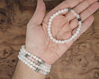 Pulseras curativas con cuentas de piedras preciosas: ágata blanca, labradorita, cuarzo rosa. Pulseras de cuentas. Curación de chakras. Lotes a granel.