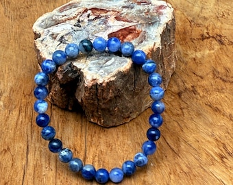 Pulsera de sodalita con cuentas de piedras preciosas - Pulseras elásticas de cristales naturales - Joyas de cristal calmantes y curativas