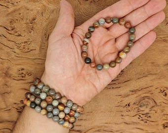 Mongolia Sea Jasper Bracelet Gemstone Beads - Natural Crystals Stretchy Bracelets - Beads Bracelets - Chakra Healing - Bulk Lots