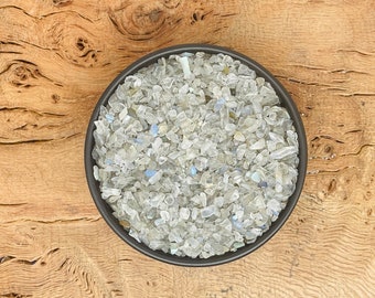 Moonstone Crystal Chips - Gemstone Moonstone Chips - Semi Tumbled Stone - Mini Bottle Crystal - Bulk Crystal Chips - 3-5mm