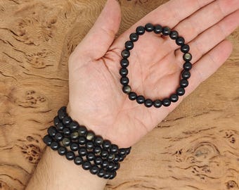 Golden Obsidian Bracelet Gemstone Beads - Natural Crystals Stretchy Bracelets - Beads Bracelets - Chakra Healing - Bulk Lots