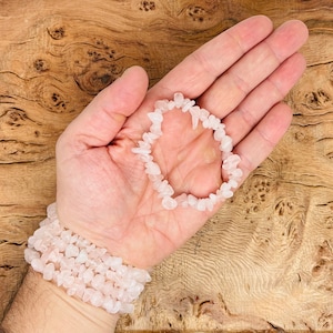 Rose Quartz Bracelet Gemstone Chips - Natural Crystals Stretchy Bracelets - Chip Bracelets - Chakra Healing Crystal Chip Bracelets