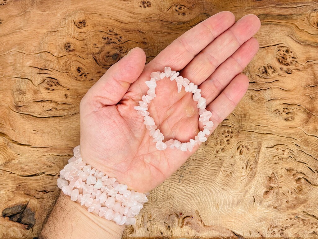 Bracciale In Quarzo Rosa Con Pietre Naturali 6mm – Vera Mentis – Gioiello Elastico Regolabile 16-18cm – Eleganza Discreta Per Donna E Uomo