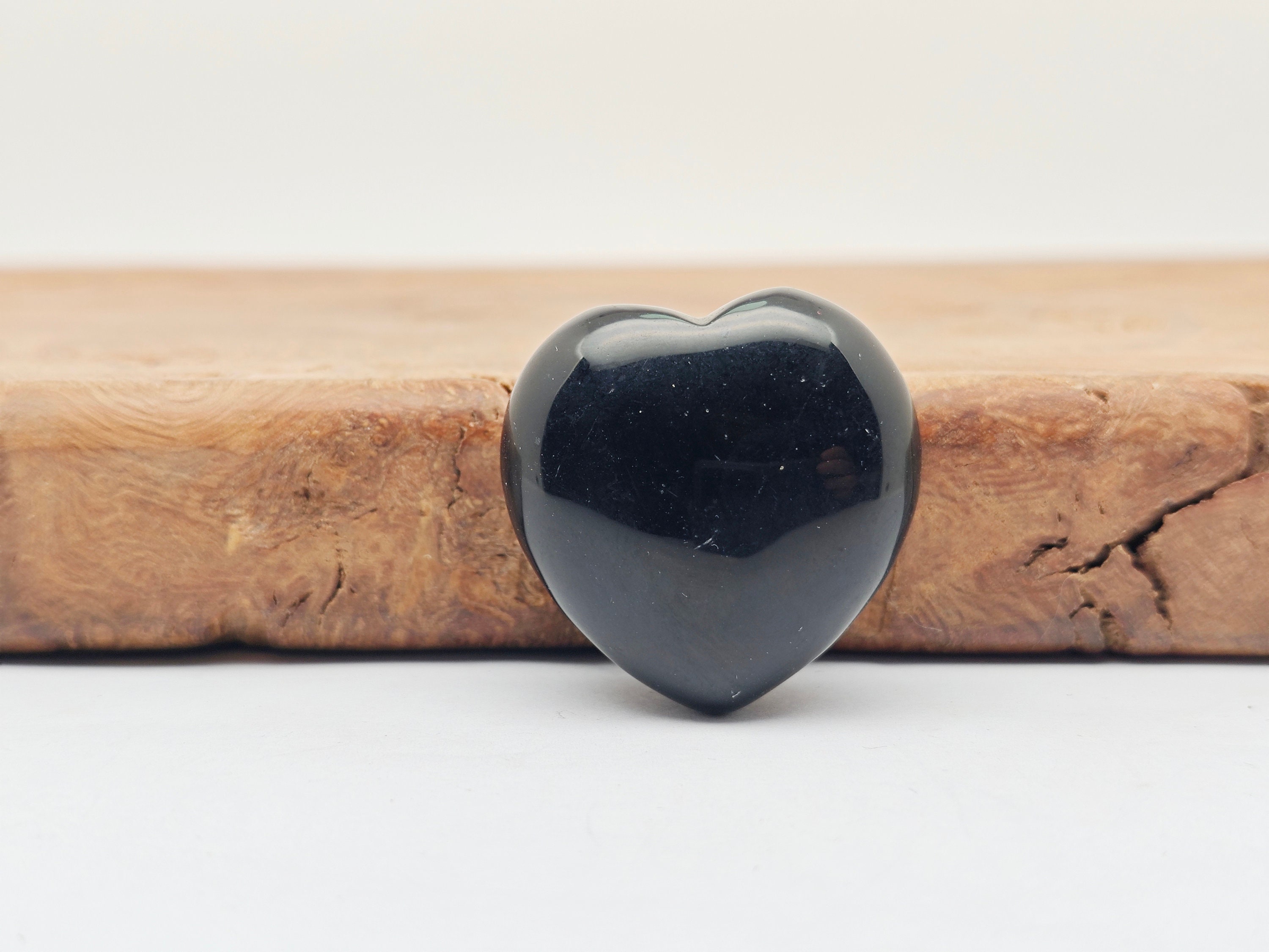 ブラック オブシディアン クリスタル ハート - 宝石 オブシディアン