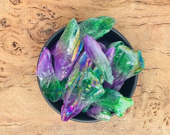 Punto di cristallo Aura multicolore grezzo - Punto di quarzo Aura arcobaleno - Pietra preziosa Aura - Cristalli sfusi all'ingrosso