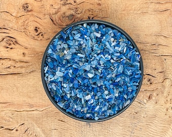 Blue Kyanite Crystal Chips - Gemstone Kyanite Chips - Semi tumbled Stone - Mini Bottle Crystal - Bulk Crystal Chips - 3-5mm