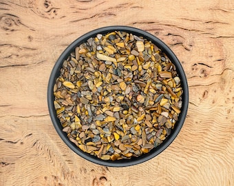 Lascas de cristal olho de tigre - Lascas de pedras preciosas naturais de olho de tigre - Pedra semi caída - Mini garrafa de cristal - Lascas de cristal a granel - 3-5mm