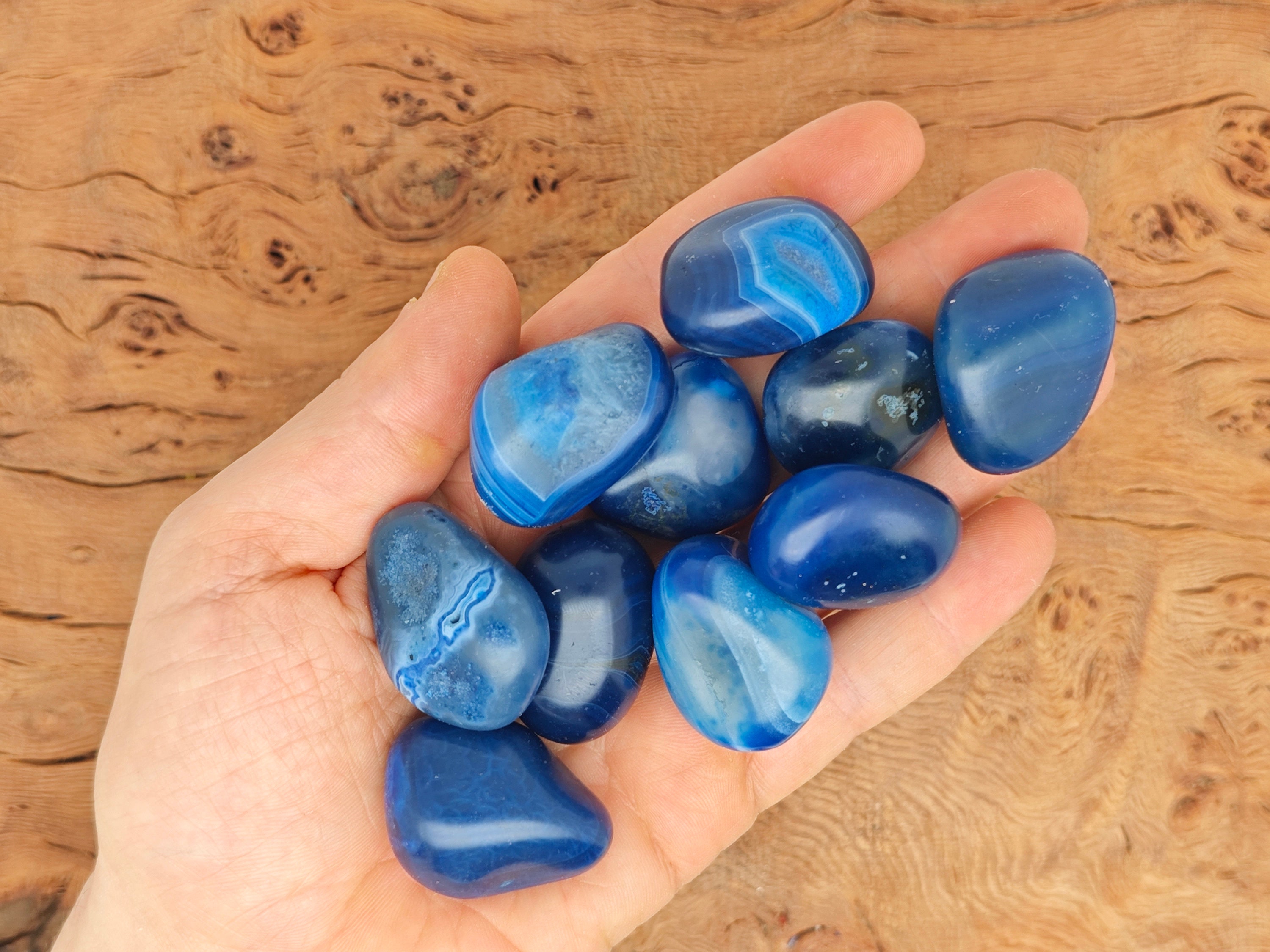 Blue Sardonyx Tumbled Stone - Polished Blue Onyx - Throat Chakras