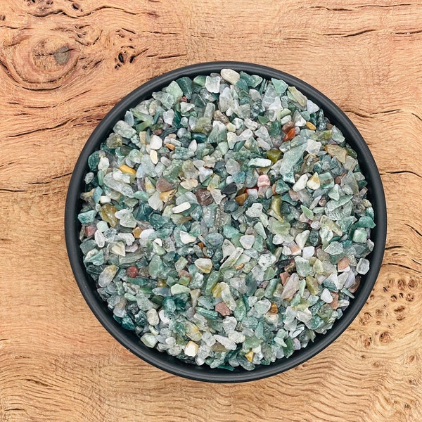 Moss Agate Crystal Chips - Loose Tiny Gemstones - Semi Tumbled Stone - Mini Bottle Crystal - Bulk Crystal Chips - 3-5mm