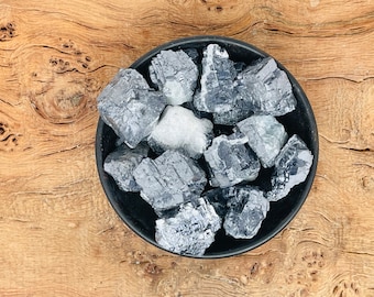 Piedra áspera de Galena - Cristal de Galena crudo - Piedra de la paz - Piedra de protección - Trozos