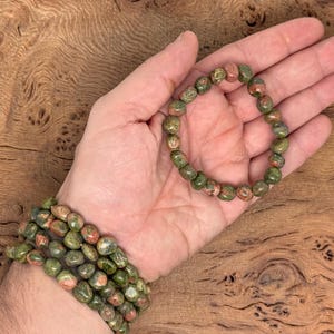Natural Unakite Tumbled  Bracelet Gemstone - Crystals Stretchy Bracelets - Crystal Jewelry - Energy Healing - Handmade Jewelry