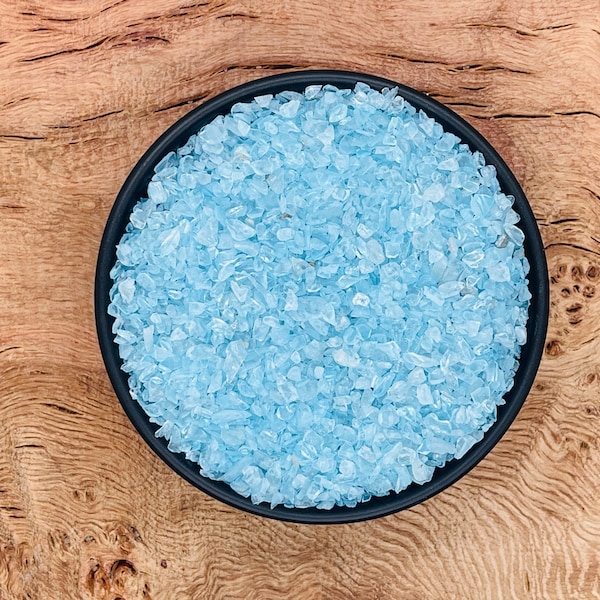 Aquamarine Crystal Chips - Gemstone Aquamarine Chips - Mini Tumbled Stone - Mini Bottle Crystal - Bulk Crystal Chips - 3-5mm