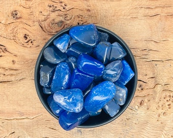 Blue Agate Tumbled Stone - Blue Agate Palm Stones - Zodiac Crystals - Blue Agate Smooth Stones