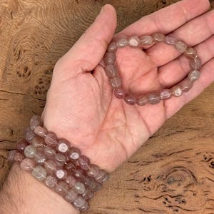 Natural Strawberry Quartz Tumbled  Bracelet Gemstone - Crystals Stretchy Bracelets - Crystal Jewelry - Energy Healing - Handmade Jewelry