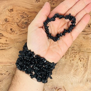 Obsidian Bracelet Gemstone Chips - Natural Crystals Stretchy Bracelets - Chip Bracelets - Chakra Healing Crystal Chip - Bulk Bracelets