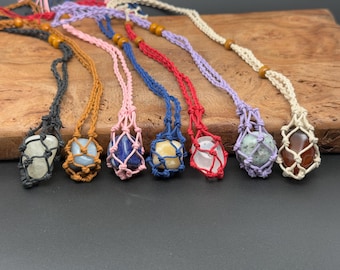 Necklace Cord Crystal Holder - Pendant Holder - Healing Crystals - Choose Necklace Color - Minimalist Neckalce