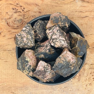 Raw Rhodonite Pieces, Rough Rhodonite, Genuine Rhodonite