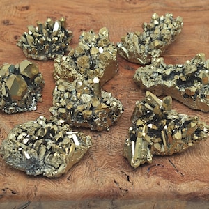 Golden Aura Crystal Cluster - Rainbow Aura Quartz Cluster - Gemstone Aura Stone - Wholesale Bulk Crystals