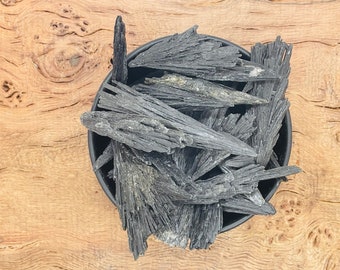 Black Kyanite Fan - Black Kyanite Blades - Raw Black Kyanite - Natural Black Kyanite Blades