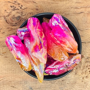 Rough Multicolor Aura Crystal Point - Rainbow Aura Quartz Point - Gemstone Aura Stone - Wholesale Bulk Crystals