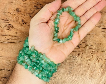 Aventurine Bracelet Gemstone Chips - Natural Crystals Stretchy Bracelets - Chip Bracelets - Chakra Healing Crystal Chip - Bulk Bracelets