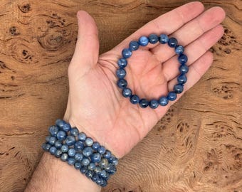 Blue Sapphire Bracelet Gemstone Beads - Natural Crystals Stretchy Bracelets - Beads Bracelets - Chakra Healing - Bulk Lots
