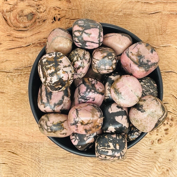 Rhodonite Tumbled Stone - Healing Rhodonite - Polished Rocks - Wholesale Bulk Lot - Pink Stone