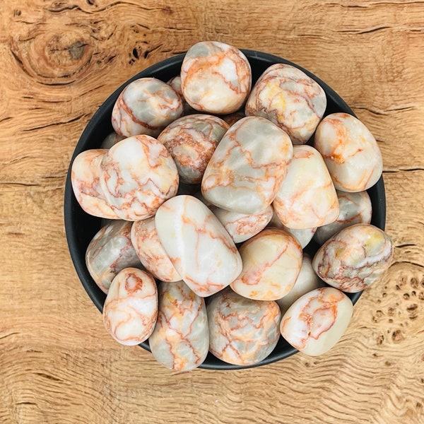 Red Vein Jasper Tumbled Stone - Red Network Jasper Stone - Charm Crystal - Red Line Stones - Wholesale Bulk