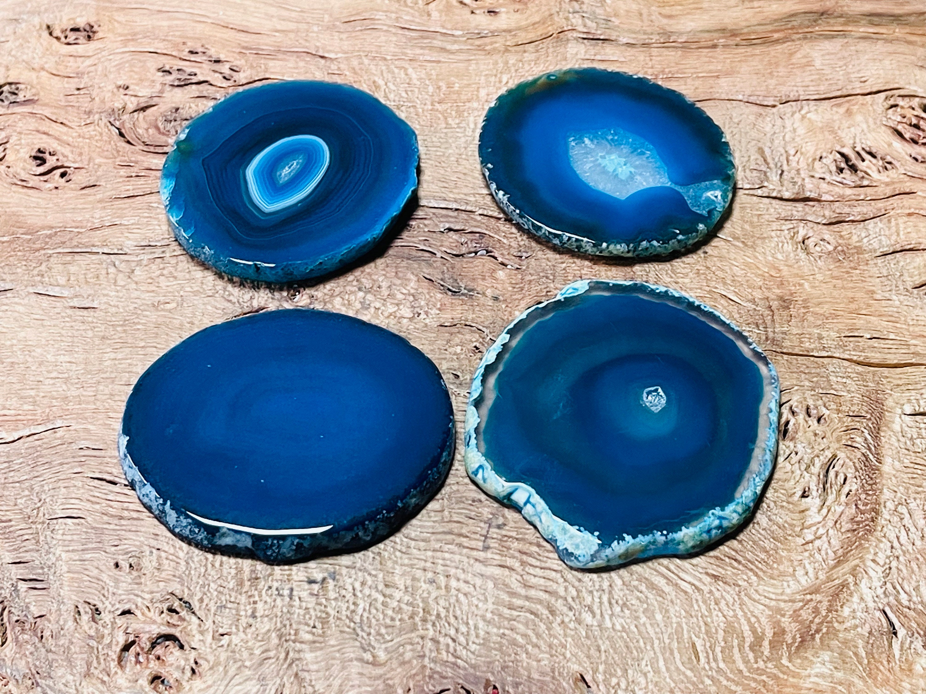 Blue Agate Slice Round Shape - Agate Slab Geode - Genuine Agate Slice - Banded Agate Slice - Choose Size Options