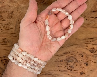 Natural Fire Quartz Tumbled  Bracelet Gemstone - Crystals Stretchy Bracelets - Crystal Jewelry - Energy Healing - Handmade Jewelry