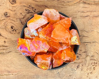 Cristal de aura naranja áspero - Cuarzo de aura de mandarina - Piedra de aura de piedra preciosa - Cristales a granel al por mayor