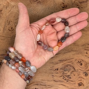 Natural Carnelian Tumbled  Bracelet Gemstone - Crystals Stretchy Bracelets - Crystal Jewelry - Energy Healing - Handmade Jewelry