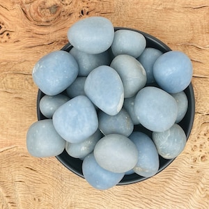 Angelite Tumbled Crystal - Natural Angelite Stones - Light Blue Polished Angelite - Wholesale Lots