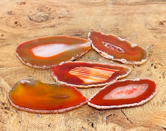 Red Agate Slice Crystal - Agate Slab Geode - Genuine Agate Slice - Banded Agate Slice - Wedding Accessory
