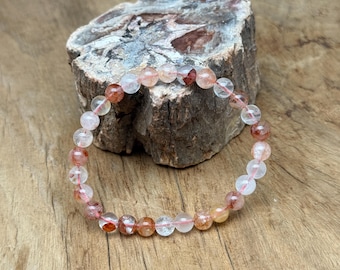 Fire Quartz Bracelet Gemstone Beads - Natural Crystals Stretchy Bracelets - Calming & Healing Crystal Jewelry