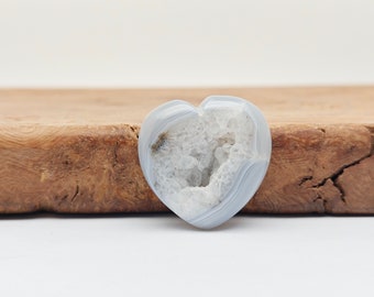 Corazón de cristal de ágata Druzy - Corazón de ágata Druzy de piedra preciosa - Corazón de cristal pulido - Chakra del corazón - Cristal para el amor