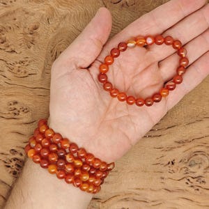 Carnelian Bracelet Gemstone Beads - Natural Crystals Stretchy Bracelets - Beads Bracelets - Chakra Healing - Bulk Lots