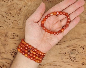 Carnelian Bracelet Gemstone Beads - Natural Crystals Stretchy Bracelets - Beads Bracelets - Chakra Healing - Bulk Lots