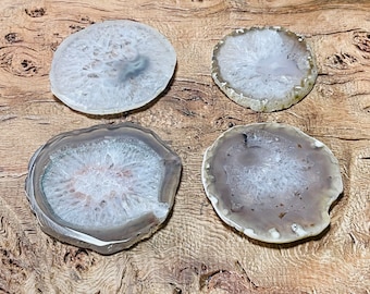 Fetta di agata grigia forma rotonda - Geode lastra di agata - Fetta di agata genuina - Fetta di agata fasciata - Scegli le opzioni di dimensione