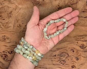 Natural Prehnite Tumbled  Bracelet Gemstone - Crystals Stretchy Bracelets - Crystal Jewelry - Energy Healing - Handmade Jewelry