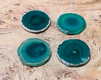 Green Agate Slice Round Shape - Agate Slab Geode - Genuine Agate Slice - Banded Agate Slice - Choose Size Options