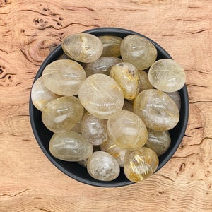 Golden Rutilated Quartz Tumbled Crystal - Polished Golden Rutilated Quartz - Natural Gemstone - Self Care