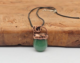 Natural Aventurine Pendant Necklace - Wonderful Gemstone Vintage - Handmade Jewelry - Gemstone Copper Pendants