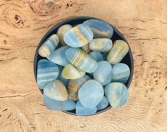 Lemurian Aquatine Calcite Tumbled Stone - Blue Onyx Crystals - Natural Argentina Lemurian