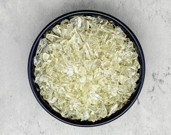Chips de cristal de citrino limón - Gemas en minibotellas - Piedras para hacer tú mismo - A granel - 5-7 mm