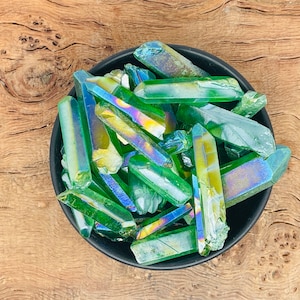 Groene Aura Crystal Point - Rainbow Aura Quartz Point - Edelsteen Aura Stone - Groothandel bulkkristallen