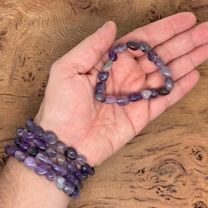 Natural Amethyst Tumbled  Bracelet Gemstone - Crystals Stretchy Bracelets - Crystal Jewelry - Energy Healing - Handmade Jewelry