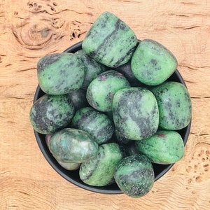 Ruby Zoisite Tumbled Stone - Polished Ruby in Zoisite - Tumbled Anyolite Stone - African Ruby Zoisite Crystals