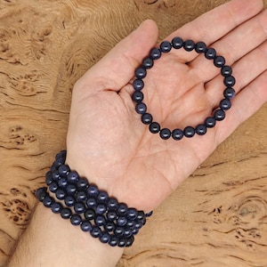 Blue Goldstone Bracelet Gemstone Beads - Natural Crystals Stretchy Bracelets - Beads Bracelets - Chakra Healing - Bulk Lots